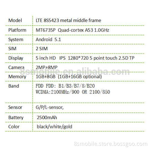 LTE8S5423 5.0" high end cheap mobile phone wholesale